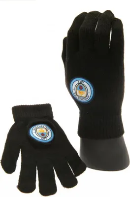 Produktbild von Manchester City FC Handschuhe für Kinder Gestrickt TA5295 (Einheitsgröße) (Schwarz)