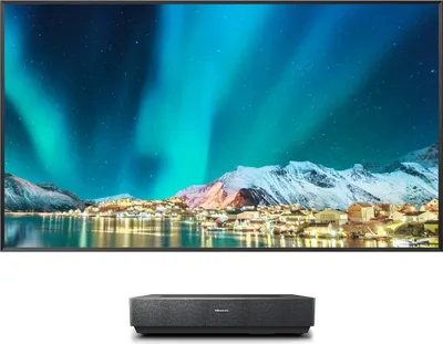 Produktbild von Hisense 120L5HA Ultrakurzdistanz Projektor mit Leinwand, 2700 ANSI Lumen, DLP, UHD 4K (3840x2160), 3000:1, 16:9, 2540 - 3048 mm (100 - 120")