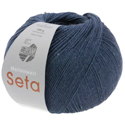 Produktbild von Lana Grossa MEILENWEIT 100 g SETA 4-fach Sockenwolle mit Seide, hochwertiges Garn Farbe 012 - Dunkelblau