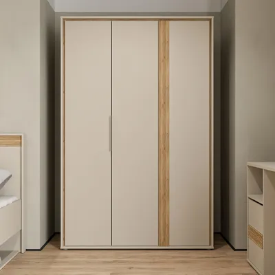 Produktbild von Forte WEXLIN Kleiderschrank 120 130, moderner Kleiderschrank, 2 Drehtüren, Kinder- und Jugendzimmer, Holzwerkstoff, Kaschmir|Beige|Mauvella Eiche Holzdekor, 126,3 cm breit x 193,7 cm hoch x 60 cm tief