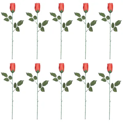 Produktbild von Kunstblumen Rosen, 10 Stück, Rot, 43 cm Stiellänge