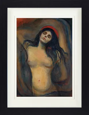 Zdjęcie produktu dla Edvard Munch Oprawiony obraz z delikatnym passe-partout | Obrazy ścienne | W ramie obrazu - Madonna, 1894-1895 (40 x 30 cm)