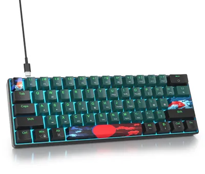 Obrázek produktu pro 60% klávesnice, kabelová mini mechanická herní klávesnice s modrým LED podsvícením
