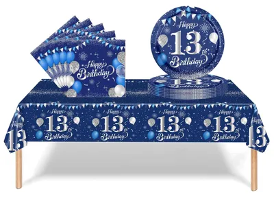 Geburtstagsgeschirr-Set, 13. Geburtstag, 1 Set, 22 x 28 cm