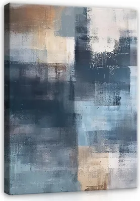 Produktbild von Bilder Abstrakt Blau Modern Kunst 100x75 cm XXL Canvas Bild auf Leinwand Leinwandbilder Leinwandbild Wandbilder Wohnzimmer Schlafzimmer