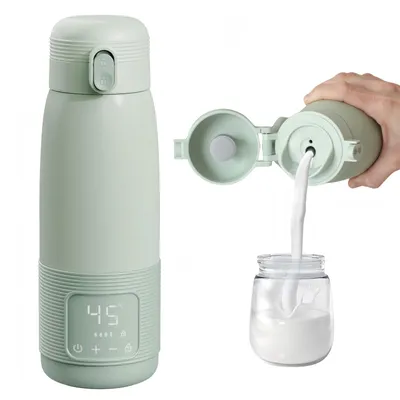 Produktbild von Baby Flaschenwärmer für unterwegs, Schnelles Aufheizen, 37–55 °C Temperaturkontrolle mit Digital-Display, Tragbarer Babykostwärmer, Große 350 ml