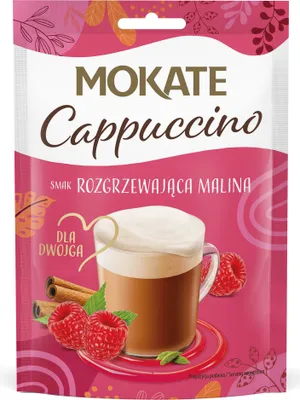Zdjęcie produktu dla Napój Kawowy Kawa Cappuccino Rozgrzewająca Malina Pyszna Pianka 40g Mokate