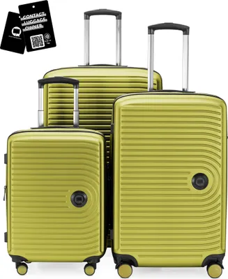 Image de Hauptstadtkoffer MITTE - Set de bagages 3 tailles de valises + étiquette numérique pour bagages, valises à roulettes avec extension XL, set de valises pour bagages enregistrés, Farn