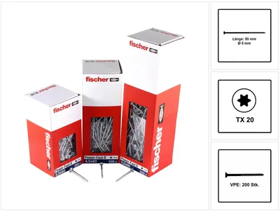 Obrázok produktu pre Fischer 670376, Skrutka, Kov, Drevo, Univerzálny nástroj, Čiastočný závit, Vypuklá hlava
