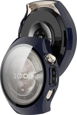 Produktbild von Schutzhülle mit Glas für Huawei Watch 5 42 mm, Bizon Case Watch Adamo, Blau