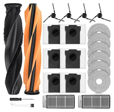 Produktbild von 22 Stück Zubehör für Dreame X50 Ultra Complete/L50 Pro Ultra/X50 Master/L40s Pro Ultra Saugroboter, 2 Hauptbürste 6 Staubbeutel 6 Wischpads 2 Filter 4 Seitenbürsten 1 Reinigungsbürste 1Schraubendreher