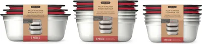 Produktbild von Multifunktions-Boxen-Set aus Edelstahl, 3x 600ml