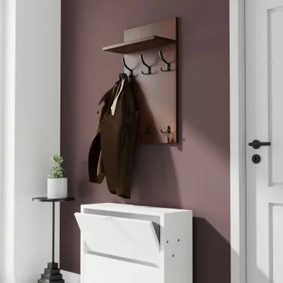 Obrázok produktu pre AKKE Walnuss Šatníkový panel MIDI - SCHWARZE háčiky ŠxV: 50x90 cm