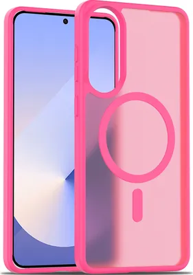 Immagine prodotto di Custodia magnetica per Samsung Galaxy S25 Edge, compatibile con MagSafe, retro trasparente opaco, resistente agli urti Rosa