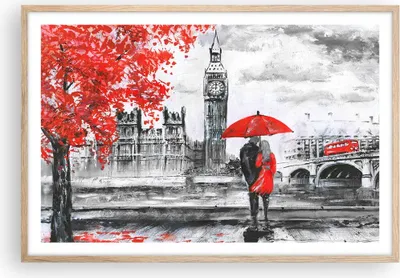 Produktbild von Gerahmtes Poster - Rahmen in heller Eiche - London Architektur big ben - 91,5x61 cm - Wand Bild - Wanddeko - Wandbilder - Wandposter - Bilderrahmen - Bilder - Kunstdruck - Wandbild - P2NAA91x61-3153