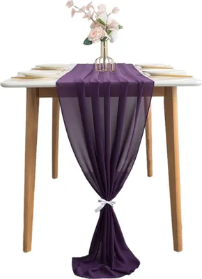 Produktbild von Weiche Chiffon 70x305cm Romantische Tabelle Läufer, Herbst Thanksgiving Tabelle Läufer, Extra Lange Tablerunner