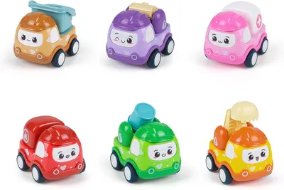 Productafbeelding van Babyauto's, set van 4, met worpmechanisme, in verschillende kleuren, geschikt voor peuters vanaf 1 jaar