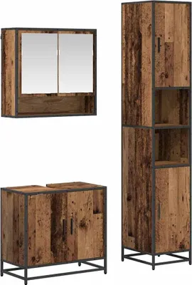Image de vidaXL Ensemble de meubles de salle de bains avec étagère 3 pcs vieux bois composite