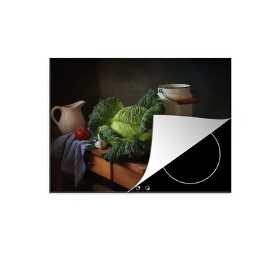 Produktbild von KitchenYeah© Herdabdeckplatte Stilleben - Gemüse - Farben , 77x59cm, Küche Deko, Glaskeramikkochfeld Herdabdeckung, Abdeckplatte fùr Kochfeld