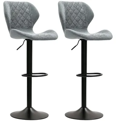 Produktbild von HOMCOM Barhocker 2er-Set Gepolstert Barstuhl mit Lehne Chenille-Optik Dunkelgrau