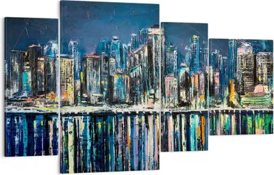 Produktbild von Bild auf Leinwand - Leinwandbild - Stadt Aussicht Wasser - 120x70cm - Wand Bild - Wanddeko - Leinwanddruck - Bilder - Kunstdruck - Wanddekoration - Leinwand bilder - Wandkunst - DL120x70-3461