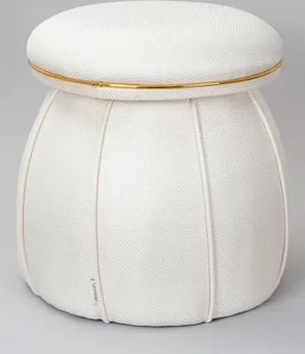 Produktbild von Qiyano Pouf Sitzhocker in Kegelform Pilz aus groben Strukturstoff in Creme Beige Gold, Höhe ca. 50 cm