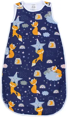 Immagine prodotto di TupTam sacco a pelo per tutte le stagioni Materiali certificati OEKO- TEX 2,5 TOG Zip laterale Senza maniche , Colore: Foxes Constellation / Blu scuro, Taglia: 80-86