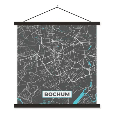 Produktbild von MuchoWow® Textilposter Deutschland - Blau - Bochum - Stadtplan - Karte 40x40 cm mit schwarzem Rahmen - Fotos