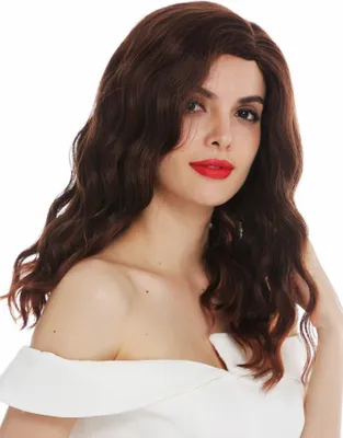 Produktbild von WIG ME UP Perücke lang Scheitel edel wellig gewellt Kastanie Braun gesträhnt Hollywood Diva VK-58-2T30