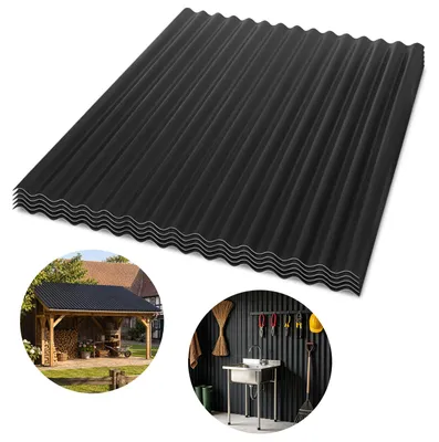 Produktbild von Vigevee ASA Verbund-Wellplatten 5 Stück Anthrazitgrau 117×93 cm, Dachplatten 1,5 mm, witterungsbeständige Wellplatten für Carport, Gartenhaus, Gewächshaus und Pavillon
