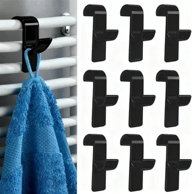 Produktbild von 10 Stück Haken für Rundheizkörper, Haken Heizkörper Bad, Schwarz Handtuchhaken Heizung Badheizkörper für alle Standard Heizkörper