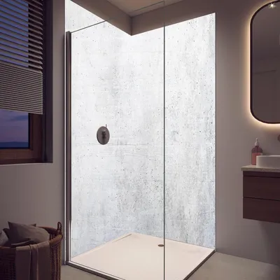 Produktbild von Duschrückwand - Wandverkleidung für Dusche aus Acryl 0,3 cm - 120 x 210 cm - Weißes Zement Design