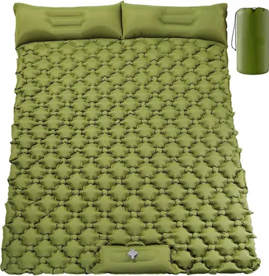 Produktbild von Aufblasbare Isomatte für 2 Personen, Outdoor, ultraleichte Campingmatratze, kleines Packmaß, wasserdicht, faltbare Isomatten mit Kissen, Fußpumpe, aufblasbare Luftmatratze