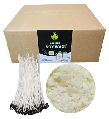 Immagine prodotto di Omgoods - Cera di soia per candele, 1,8 kg + 100 stoppini - 100% vegetale