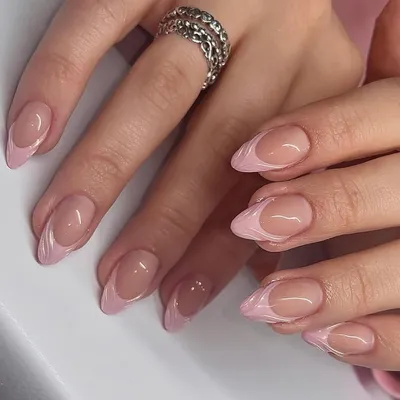Produktbild von 24 Stück Kurze Mandel Nägel Aufkleben French Tip Nude Nails Frauen Mädchen DIY