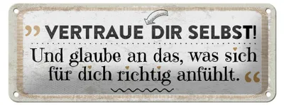 Produktbild von Blechschild Vertraue dir Selbst, 27 x 10 cm, Blechschilder Spruch Glück Weisheit