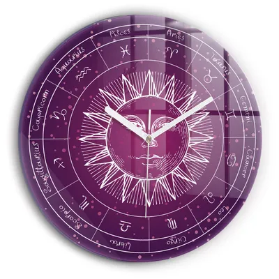 Produktbild von Wallfluent Wanduhr – Stilles Quarzuhrwerk - Uhr Dekoration Wohnzimmer Schlafzimmer Küche - schwarze Zeiger - 30 cm - Die Sternbilder der Tierkreise