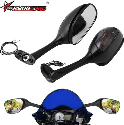Zdjęcie produktu dla Zintegrowane lusterka Włącz lusterko sygnałowe dla GSXR600 750 1000 Motocyklowe lusterko wsteczne ze światłem