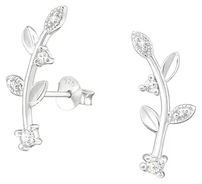 Produktbild von Blatt / Zweig Ohrstecker mehrfach: 925 Silber Ohrringe im Ear Cuff Look