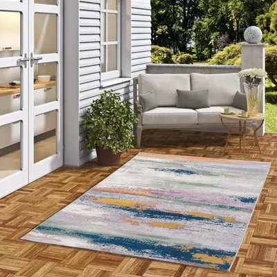 Produktbild von In- und Outdoor Teppich Malibu Petrol Mix, Größe:120x170 cm
