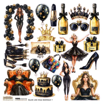 Immagine prodotto di AUFKLEBER Adesivi ScrapLove Dekor - Compleanno nero e oro 1