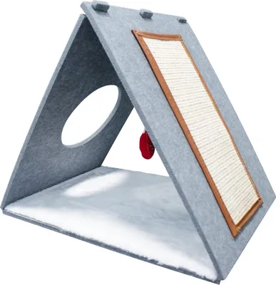 Produktbild von Graue Katzenbett mit abnehmbarer Platte und Spielzeug