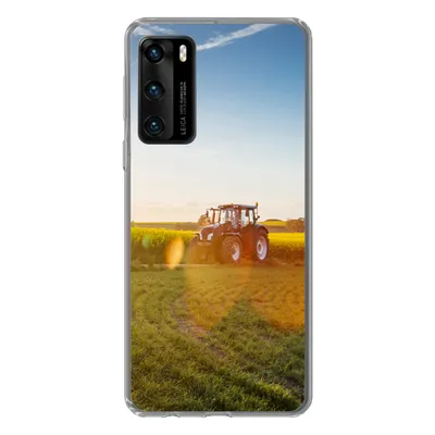 Produktbild von MuchoWow® Handyhülle Schutzhülle Hülle für Huawei P40 Traktor - Gras - Sonnenuntergang Silikon Softcase Handy Hülle - Handytasche