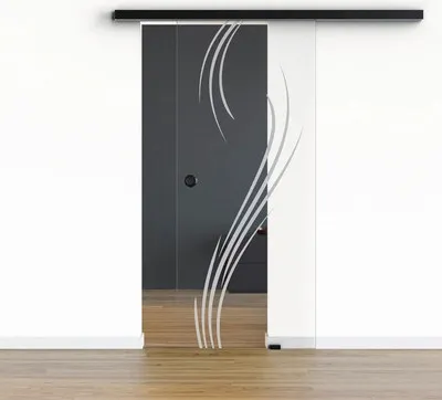 Produktbild von Pertura Glasschiebetür Komplettset Glera Essence 01 775x2175 mm Rechts inkl.Beschlag Selir Aluminium schwarz,Griffmusche