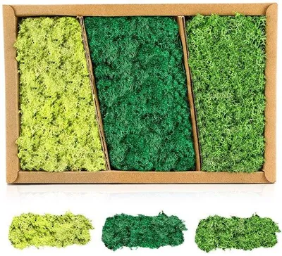 Produktbild von Kunstmos-Set für Dekoration und Modellbau, Tiffanyblau, Gelb und Grün, 3x 66 g