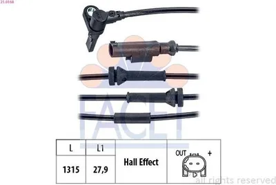 Produktbild von FACET ABS Sensor Raddrehzahl Vorne Rechts für FIAT MULTIPLA (186) 21.0168