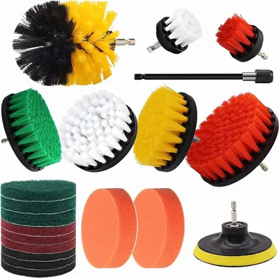 Produktbild von 20-teiliges Bohrbürsten-Set – Power-Scrubber Aufsatz-Set für Bohrmaschinen zur Reinigung von Badezimmer, Küche, Waschbecken, Badewanne, Boden, Grill
