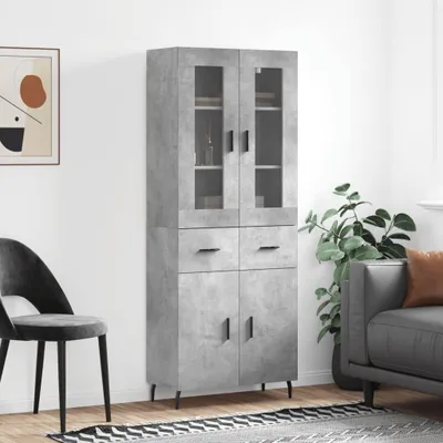 Produktbild von vidaXL Highboard Betongrau 69,5x34x180 cm Holzwerkstoff