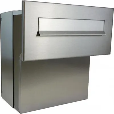 Produktbild von F-04 Durchwurfbriefkasten komplett aus Edelstahl Tiefe: 18-27 cm