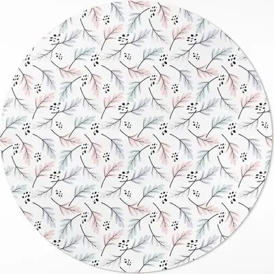 Produktbild von Pastellfarbene subtile Pflanzen im Boho-Stil– Vinylteppich – Indoor Teppich – Flur – Pflegeleicht – Runder Teppich – PVC Teppich – Outdoor Teppich – Pflegeleicht – fi 80cm